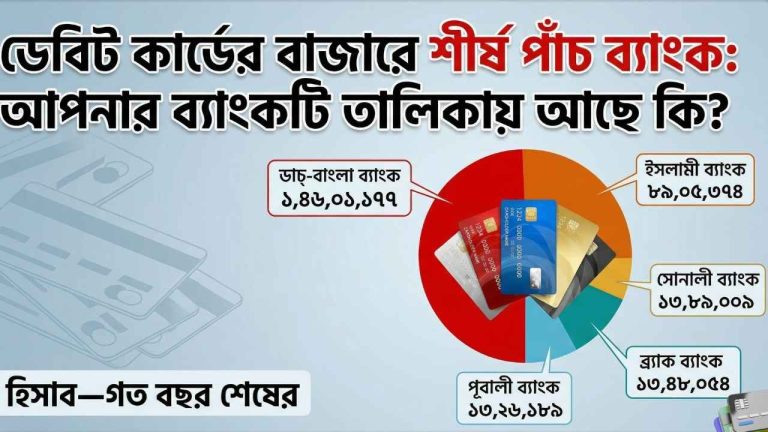 ডেবিট কার্ডের বাজারে শীর্ষ পাঁচ ব্যাংক