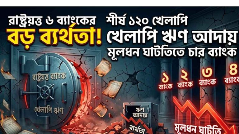 রাষ্ট্রায়ত্ত ৬ ব্যাংকের শীর্ষ ১২০ খেলাপি ঋণ আদায় নিয়ে বড় ব্যর্থতা
